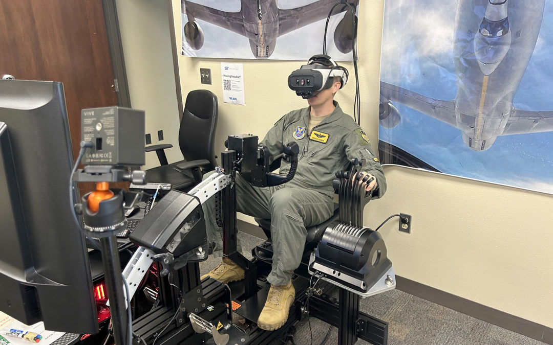 B-52 pilots fly the EARL simulator defense technology for the EARL Cup competition
