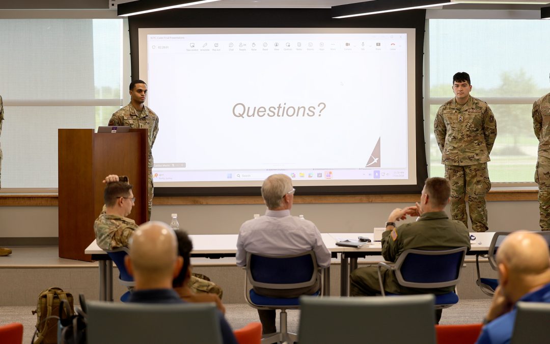 ROTC Cadets present their findings on a project for counter UAS analysis